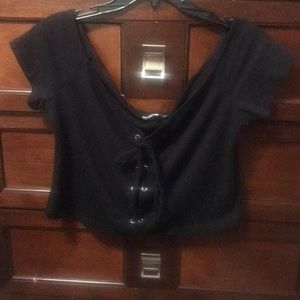 Black Off Shoulder Crop Top